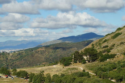 Scenic view of mountains against sky