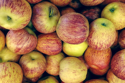 Full frame shot of apples for sale at market stall