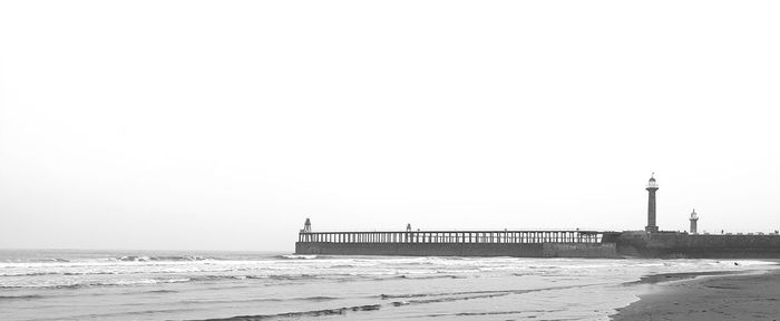 Scenic view of sea against clear sky