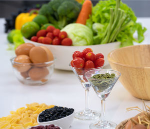 Close-up of fruits served on table