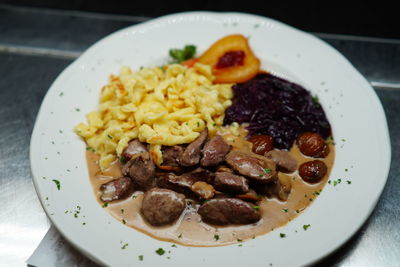 Close-up of meal served in plate