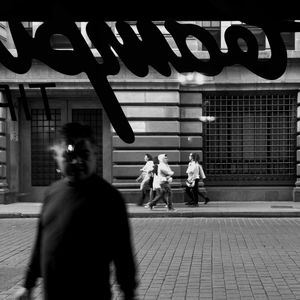 Woman standing in city