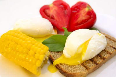 Close-up of breakfast in plate