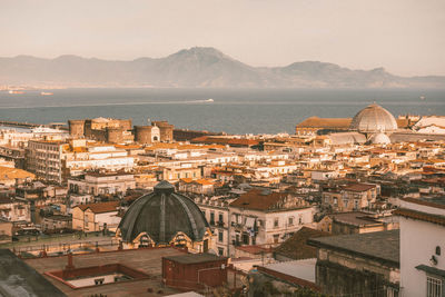 High angle view of buildings in city