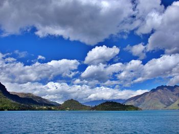 Scenic view of lake against sky