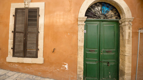 Closed door of old building