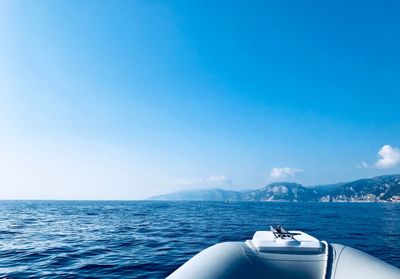 Scenic view of sea against blue sky