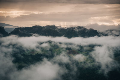 Scenic view of majestic mountains against sky