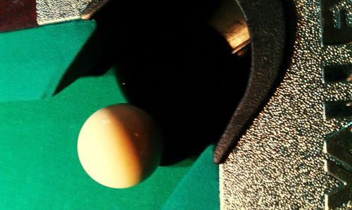 High angle view of multi colored ball on table