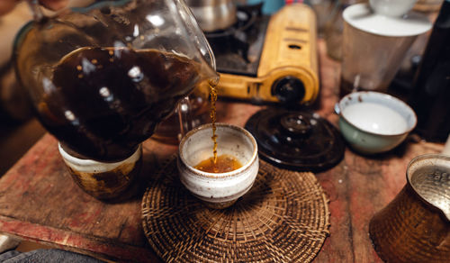 Barista pouring