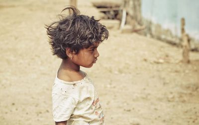 Side view of girl looking away