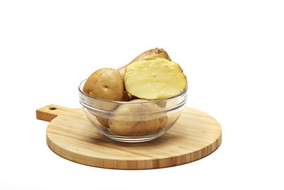 Close-up of dessert against white background