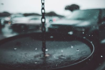 Close-up of water drops on glass