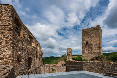 Old ruin building against cloudy sky