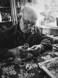 Man sitting on table