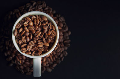 High angle view of coffee beans on table