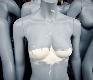 Close-up of female mannequins at store
