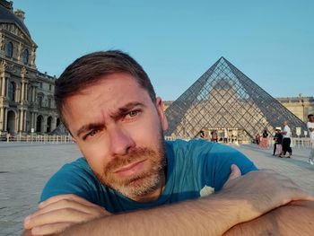 Portrait of man against sky