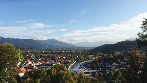 High angle view of townscape against sky