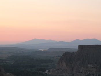 Scenic view of landscape against sky during sunset