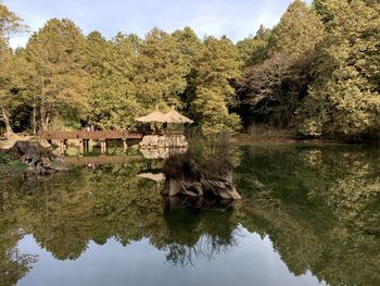 Scenic view of lake against sky