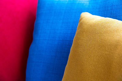 Close-up of cushions on sofa