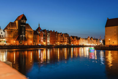 Reflection of buildings in city at waterfront