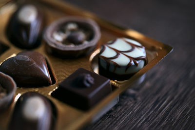 Close-up of dices on table