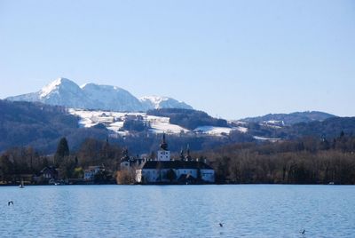 Scenic view of mountains against clear sky