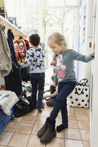 Children preparing to leave day care center