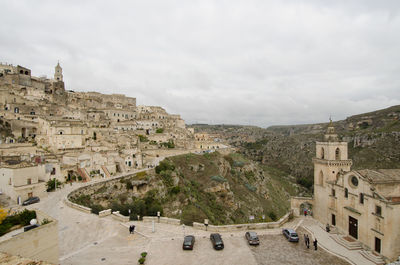 High angle view of buildings in city