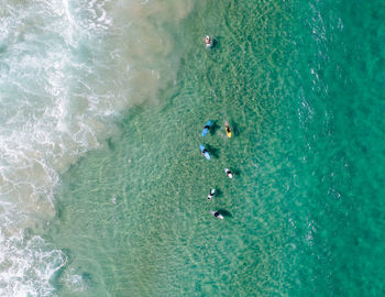 High angle view of blue sea