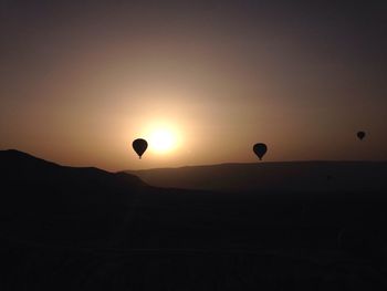 Low angle view of hot air balloons