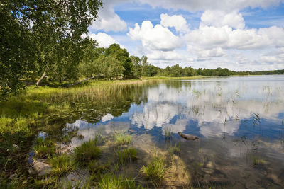 Scenic view of lake against sky