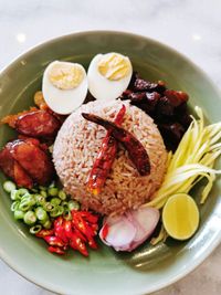 High angle view of meal served in plate