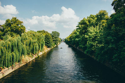 View of canal along trees