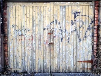 Closed door of old building