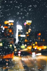 Defocused image of wet road at night