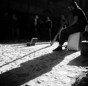 Shadow of woman on wall