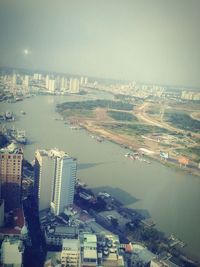 Aerial view of city at waterfront