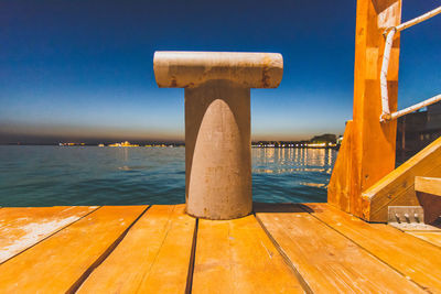 Scenic view of sea against blue sky