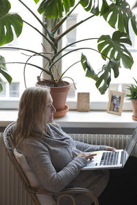 Woman using laptop