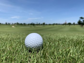 Close-up of ball on field