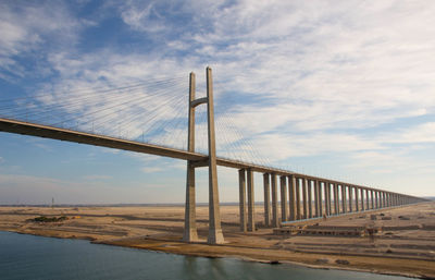 Low angle view of bridge over sea against sky