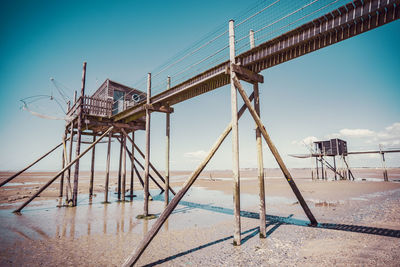 Hut of the fisherman in yves bay on piles, france