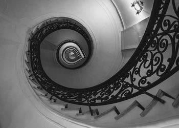 Upward view of an art nouveau spiral staircase