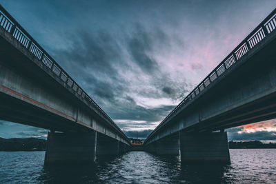 Low angle view of bridge over river against sky