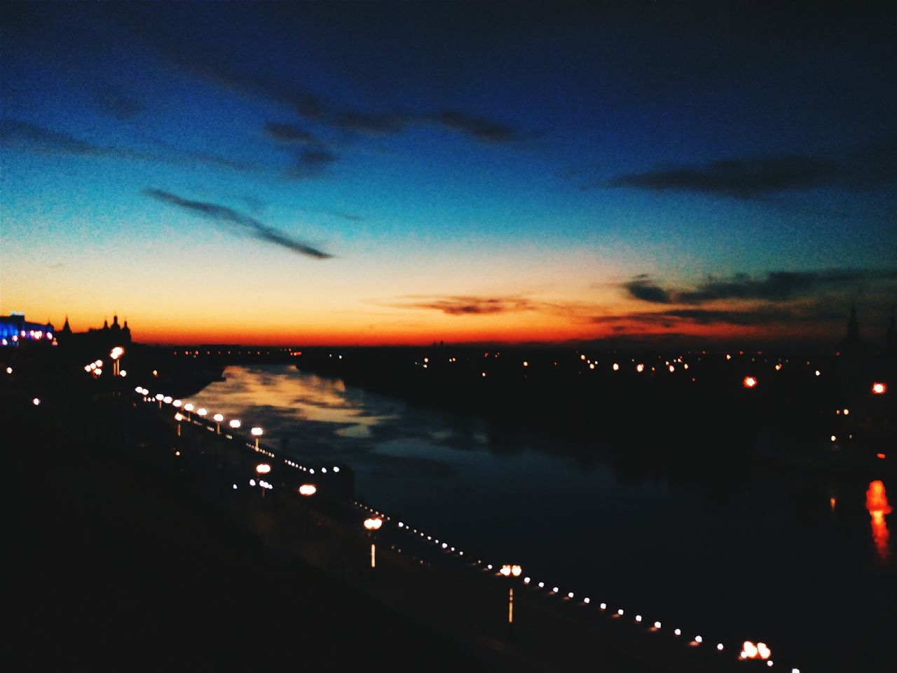 illuminated, night, sky, built structure, architecture, dusk, sunset, city, silhouette, building exterior, high angle view, dark, cityscape, copy space, cloud - sky, outdoors, bridge - man made structure, connection, no people, transportation