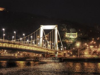 Bridge over river at night