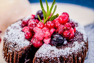 Close-up of strawberry cake